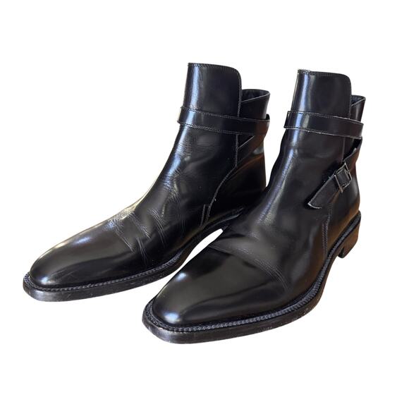 Hugo Boss Men's Jodhpur Style Leather Ankle Boots Black Made in Italy Size 9 - Picture 3 of 10